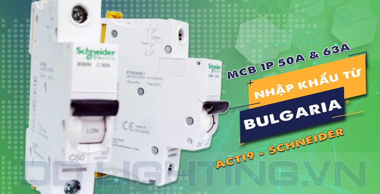 Cầu dao MCB Acti Schneider 1P 50A v&agrave; 63A được nhập khẩu từ Bulgaria