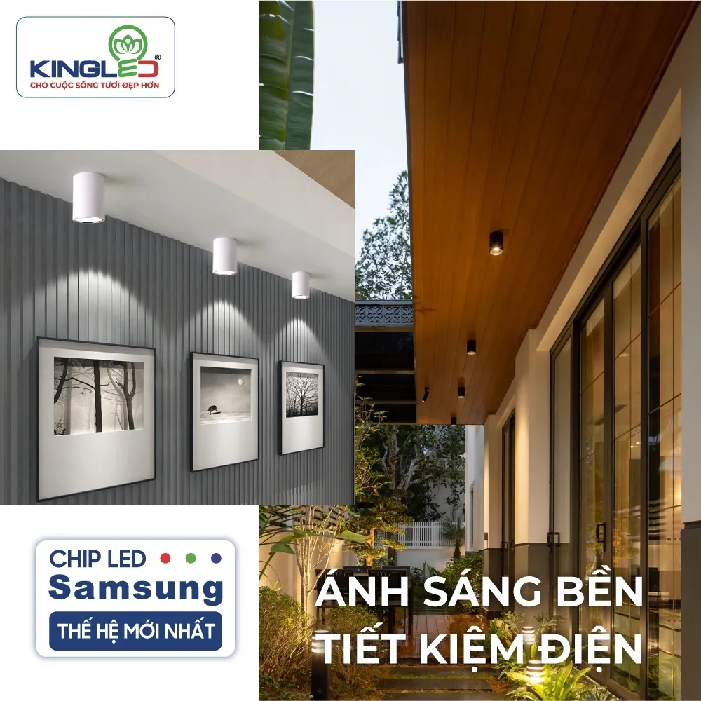 Đèn led ống bơ chiếu rọi Emerald 7W chóa màu vỏ đen