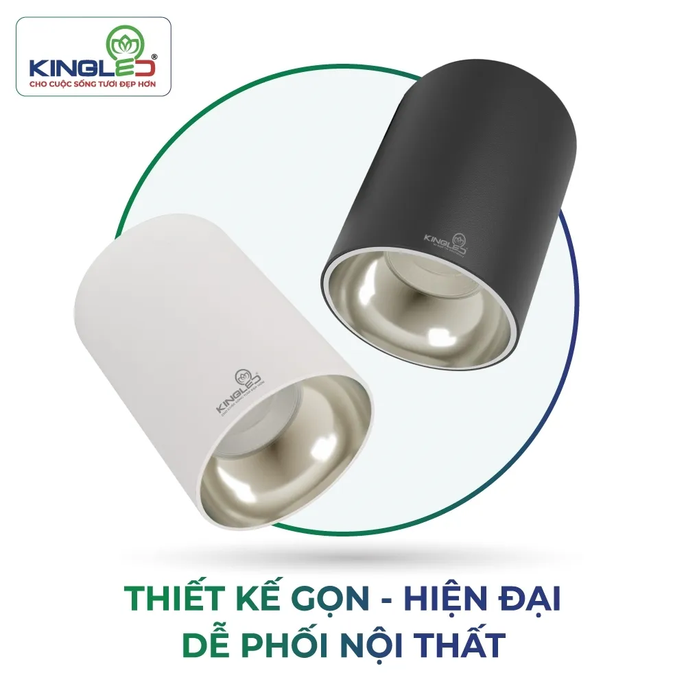 Đèn led ống bơ chiếu rọi Emerald 7W chóa màu vỏ đen