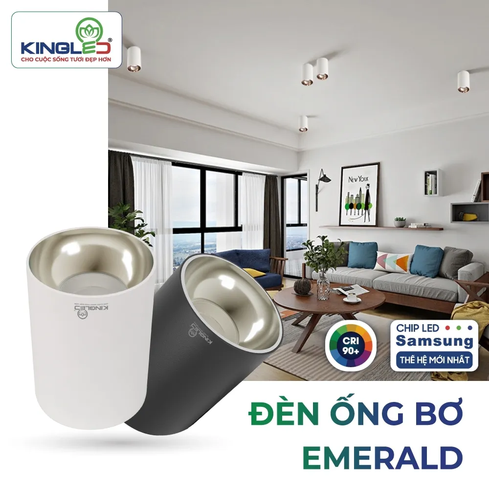 Đèn led ống bơ chiếu rọi Emerald 7W chóa màu vỏ đen