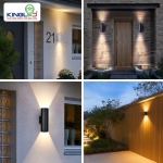 Đèn led gắn tường ngoài trời 2 đầu LWA0047-2S vỏ trắng Kingled