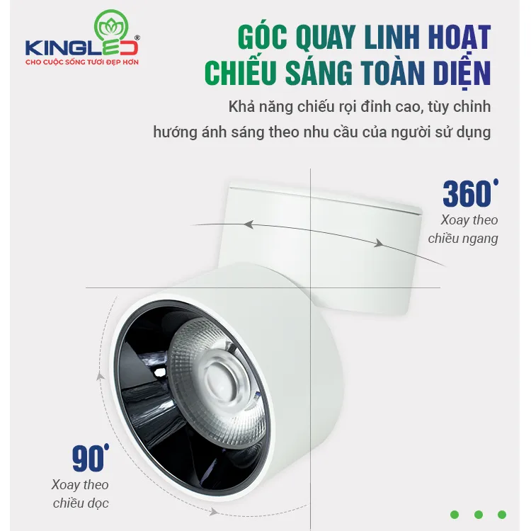 Đèn led ống bơ gập Sunstone 12W vỏ trắng góc chiếu 24 độ